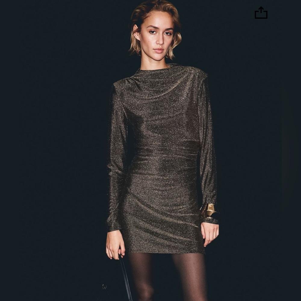 Sparkly Gold Shoulder Pad Mini Dress 🏆